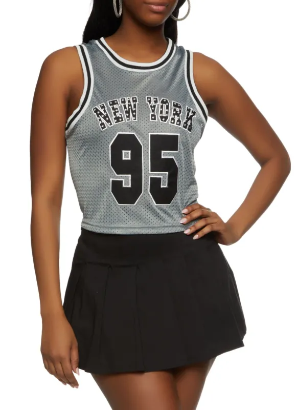 Studded New York 95 Cropped Basketball Jersey sold by Rainbow