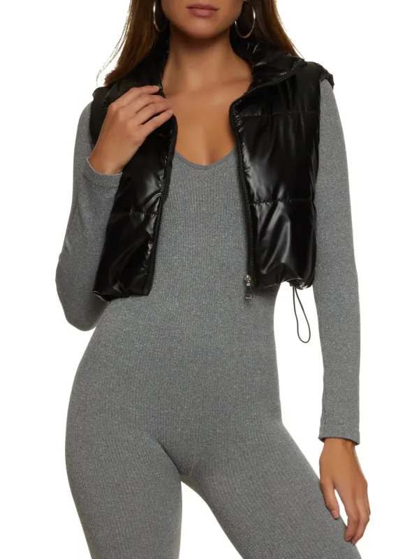 Drawstring Hem Zip Front Puffer Vest sold by Rainbow