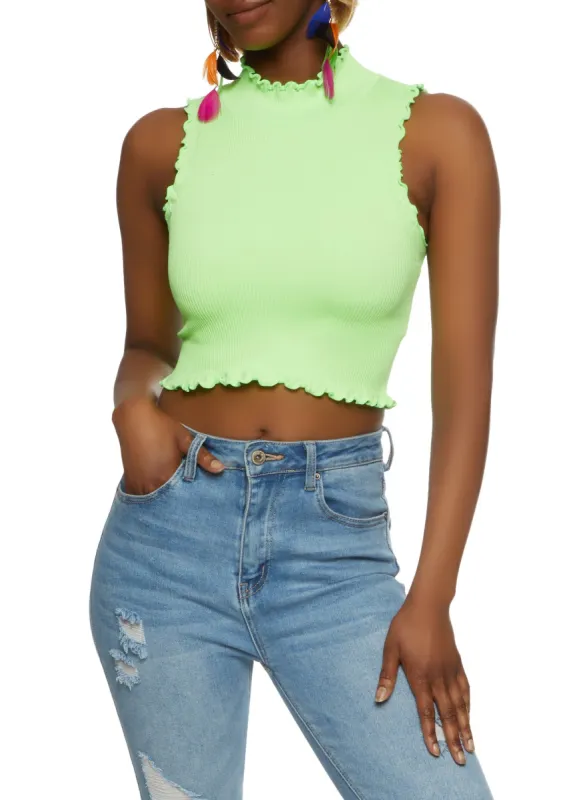 Seamless Lettuce Edge Cropped Tank Top sold by Rainbow