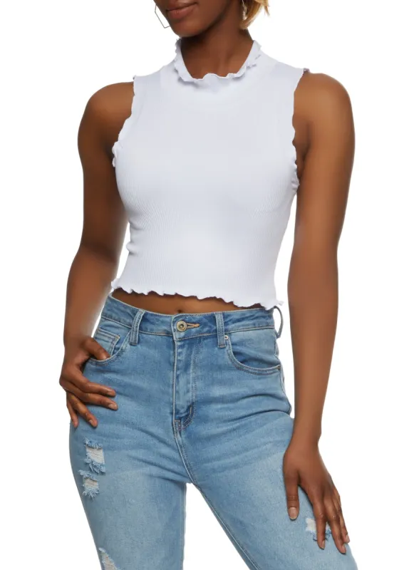 Seamless Lettuce Edge Cropped Tank Top sold by Rainbow