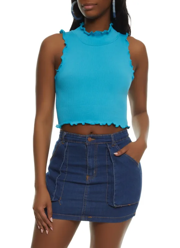 Seamless Lettuce Edge Cropped Tank Top sold by Rainbow