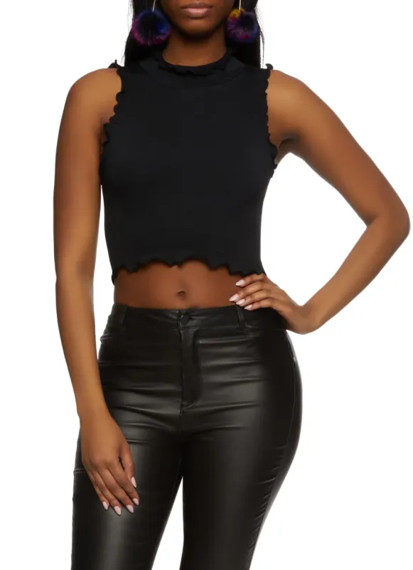 Seamless Lettuce Edge Cropped Tank Top sold by Rainbow