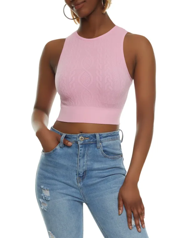 Seamless Cable Knit Cropped Tank Top sold by Rainbow