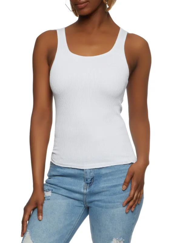 Seamless Ribbed Knit Lettuce Edge Tank Top sold by Rainbow