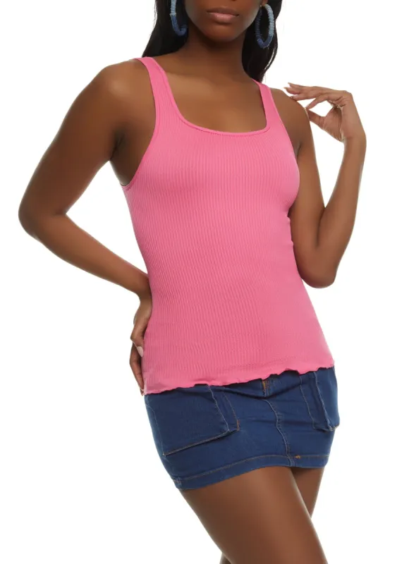 Seamless Ribbed Knit Lettuce Edge Tank Top sold by Rainbow