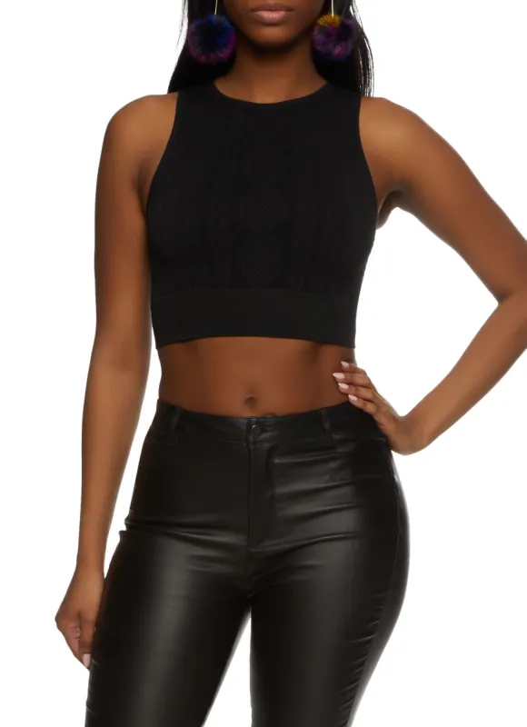 Seamless Cable Knit Cropped Tank Top sold by Rainbow