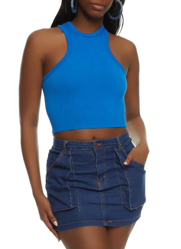Rib Knit Seamless Cropped Tank Top sold by Rainbow