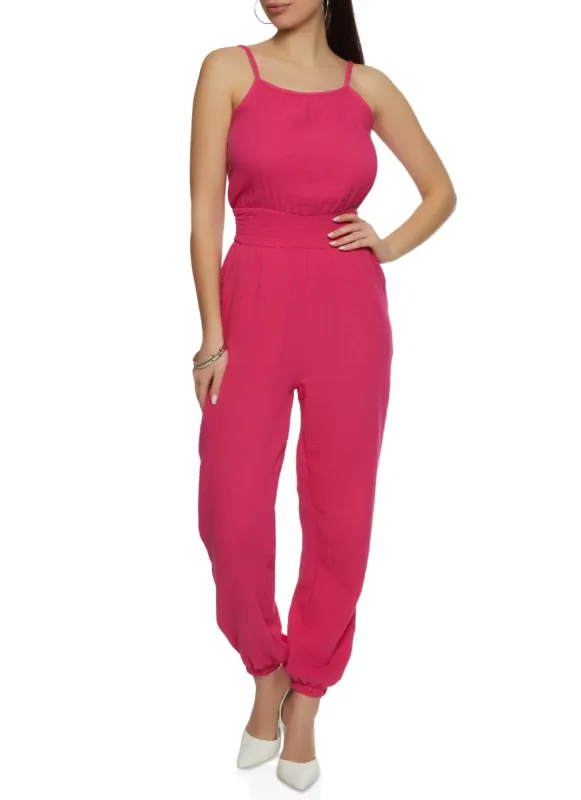 Smocked Waist Cami Jumpsuit sold by Rainbow