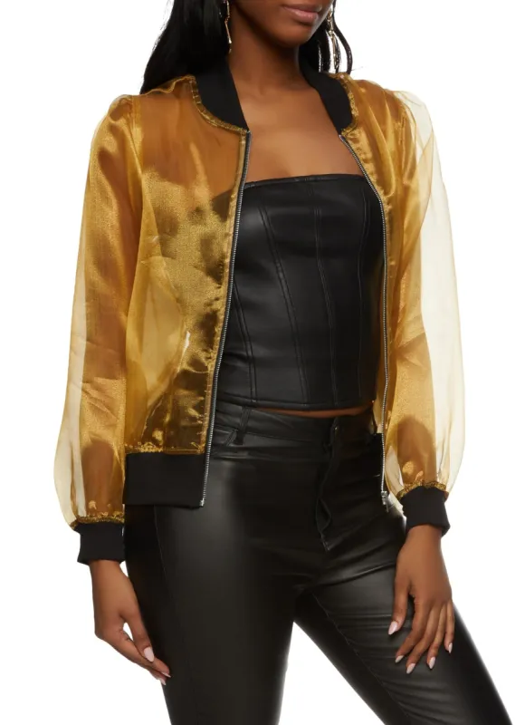 Sheer Organza Bomber Jacket sold by Rainbow