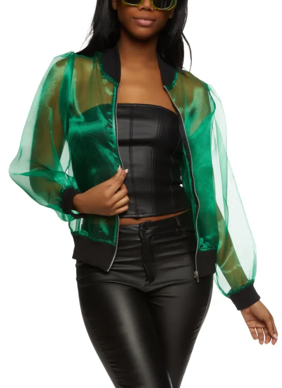 Sheer Organza Bomber Jacket sold by Rainbow