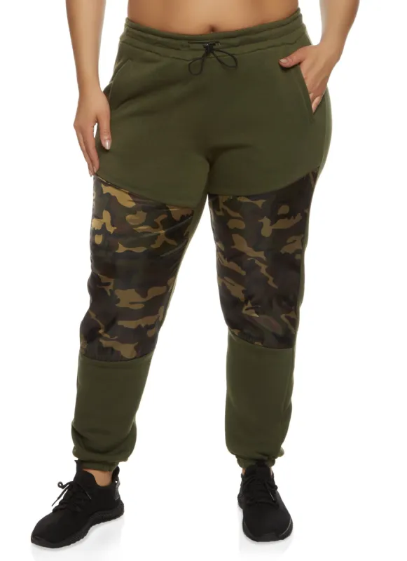 Plus Size Camo Color Block Joggers sold by Rainbow