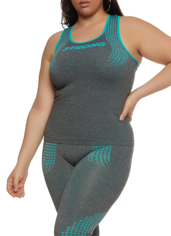 Plus Size Seamless Strong Graphic Racerback Tank Top sold by Rainbow