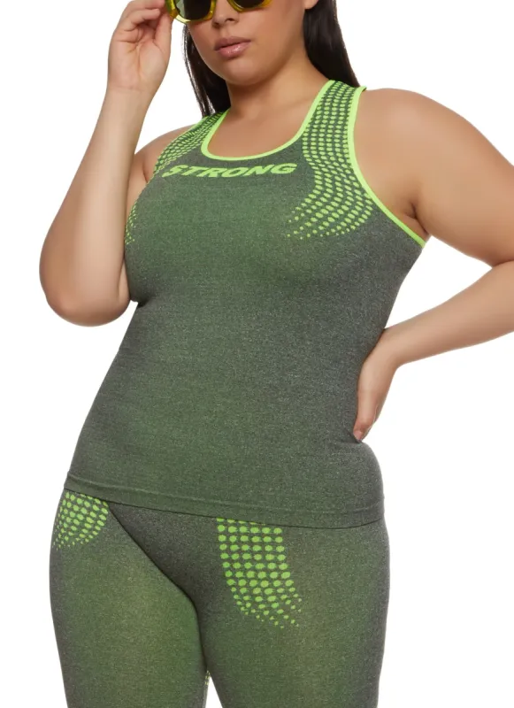 Plus Size Seamless Strong Graphic Racerback Tank Top sold by Rainbow