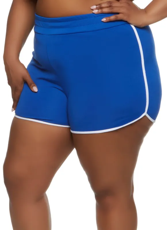 Plus Size High Waist Contrast Trim Dolphin Shorts sold by Rainbow