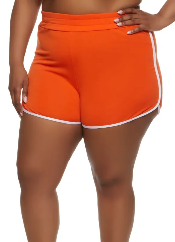 Plus Size High Waist Contrast Trim Dolphin Shorts sold by Rainbow