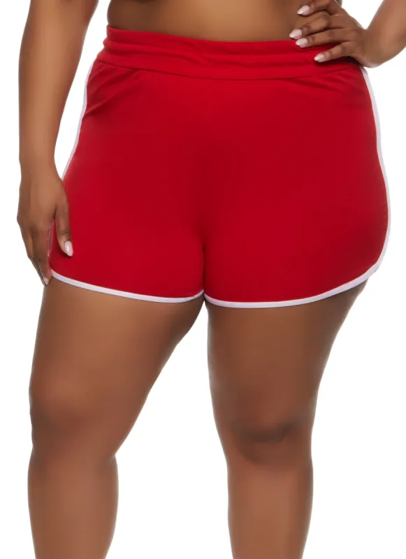 Plus Size High Waist Contrast Trim Dolphin Shorts sold by Rainbow