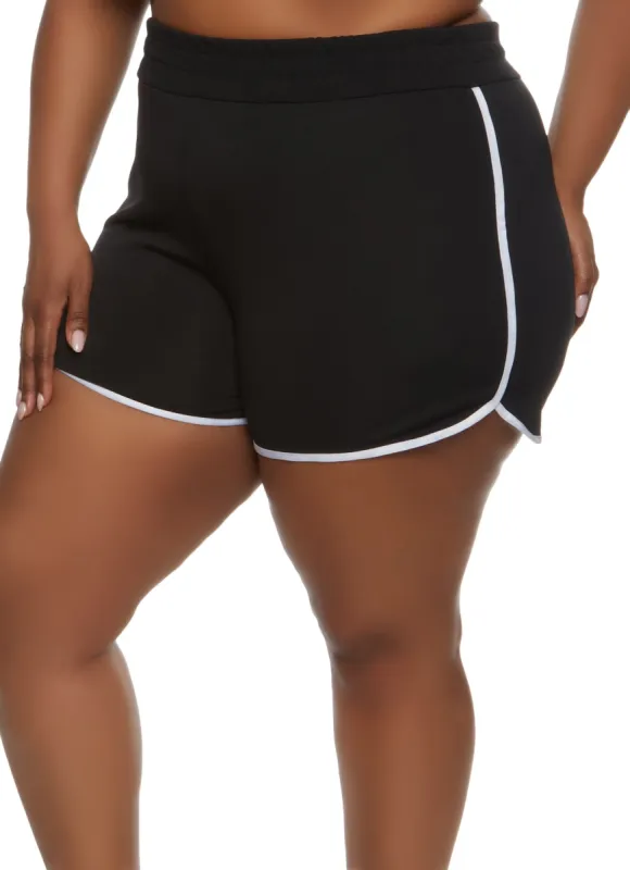 Plus Size High Waist Contrast Trim Dolphin Shorts sold by Rainbow