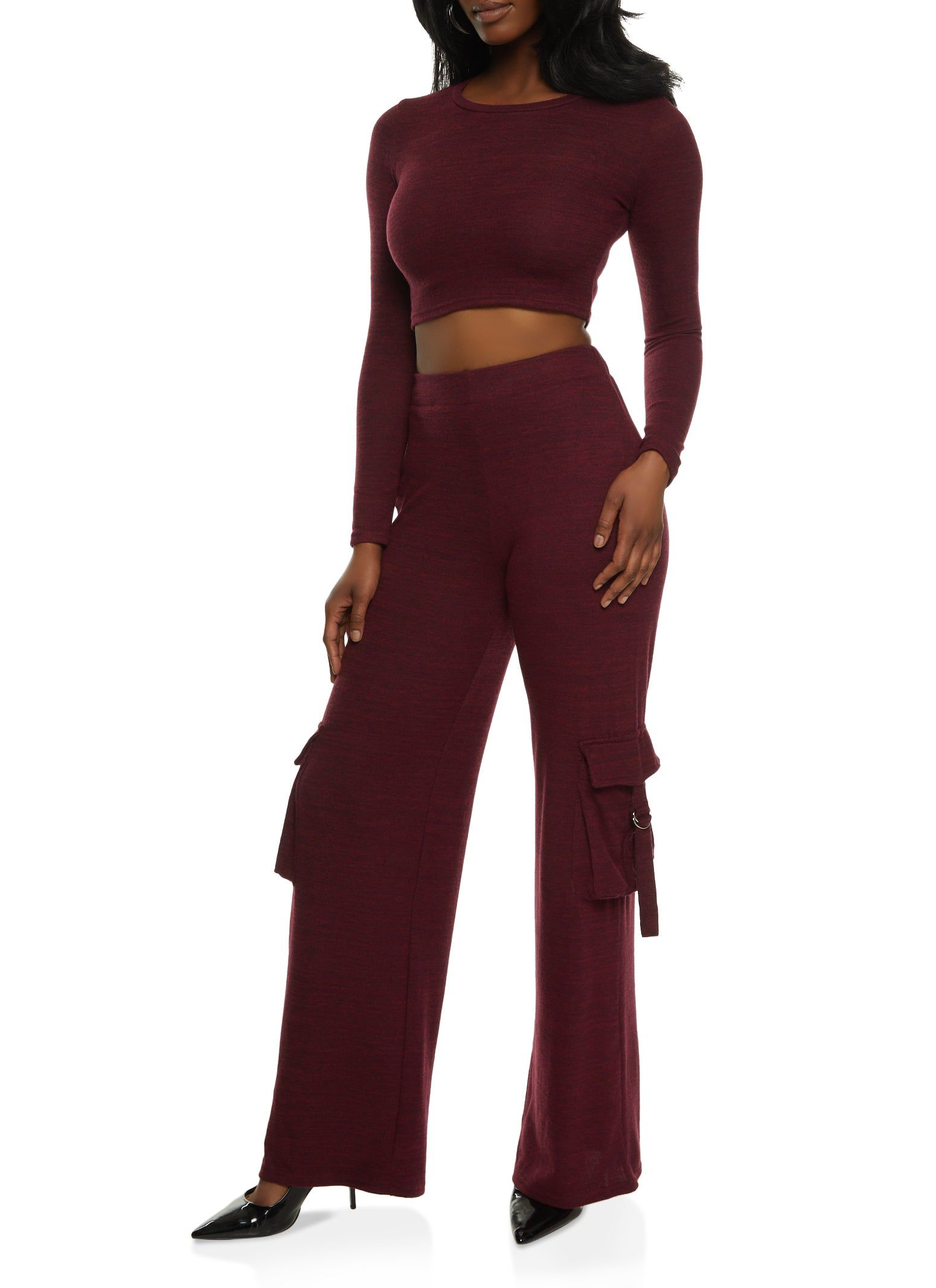 Brushed Knit Long Sleeve Crop Top sold by Rainbow product image thumbnail 2