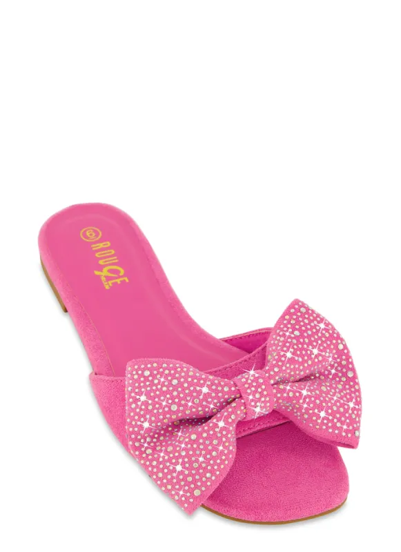 Rhinestone Bow Flat Sandals sold by Rainbow