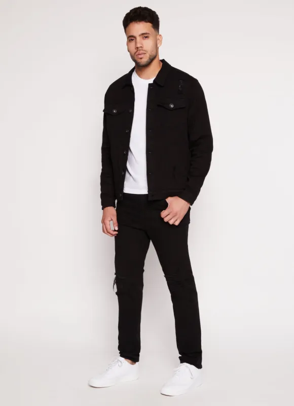 Mens Solid Distressed Skinny Leg Jeans sold by Rainbow