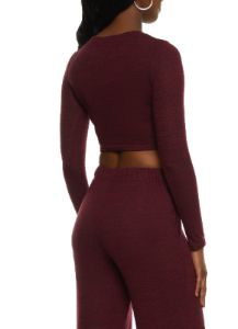Brushed Knit Long Sleeve Crop Top sold by Rainbow