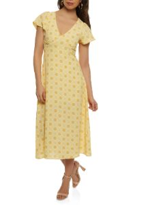 Floral Print Flutter Sleeve Maxi Dress sold by Rainbow