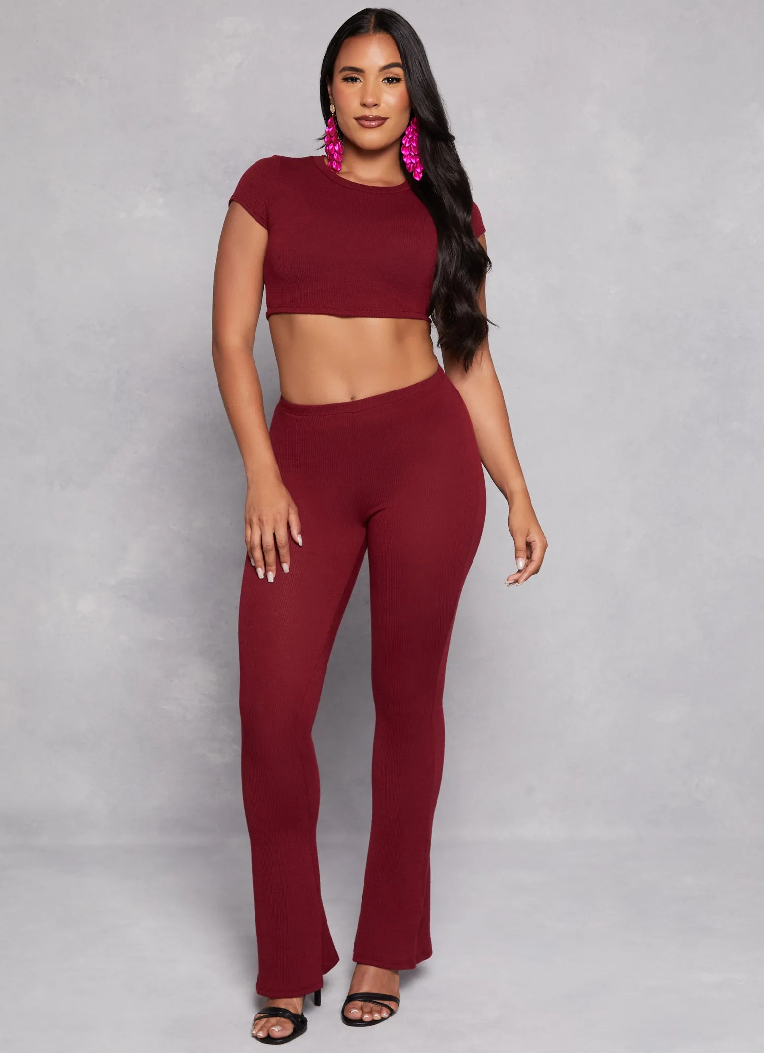 Ribbed Knit Pull On Boot Cut Pants sold by Rainbow