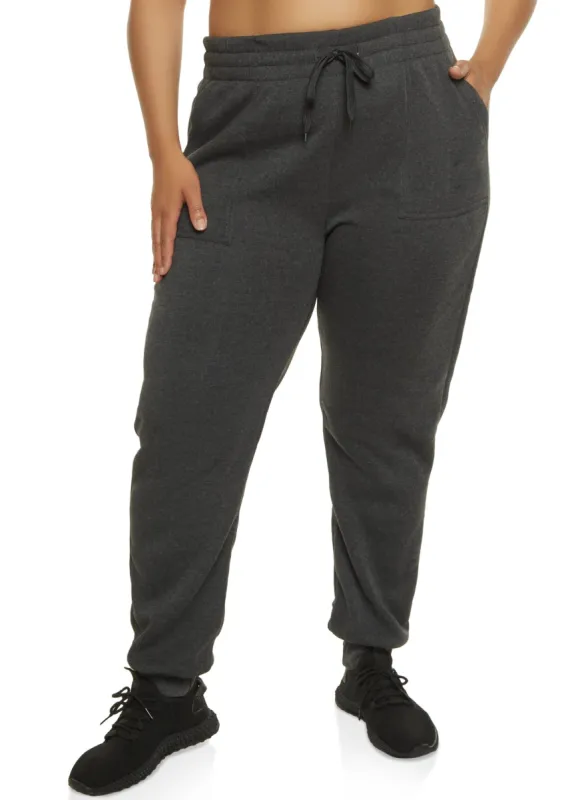 Plus Size Solid Fleece Joggers sold by Rainbow