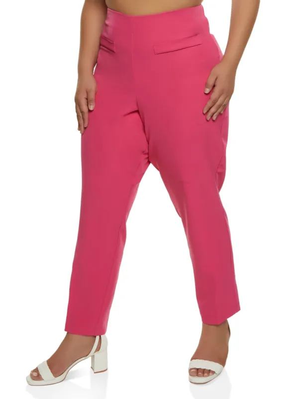 Plus Size Faux Pocket High Waist Dress Pants sold by Rainbow