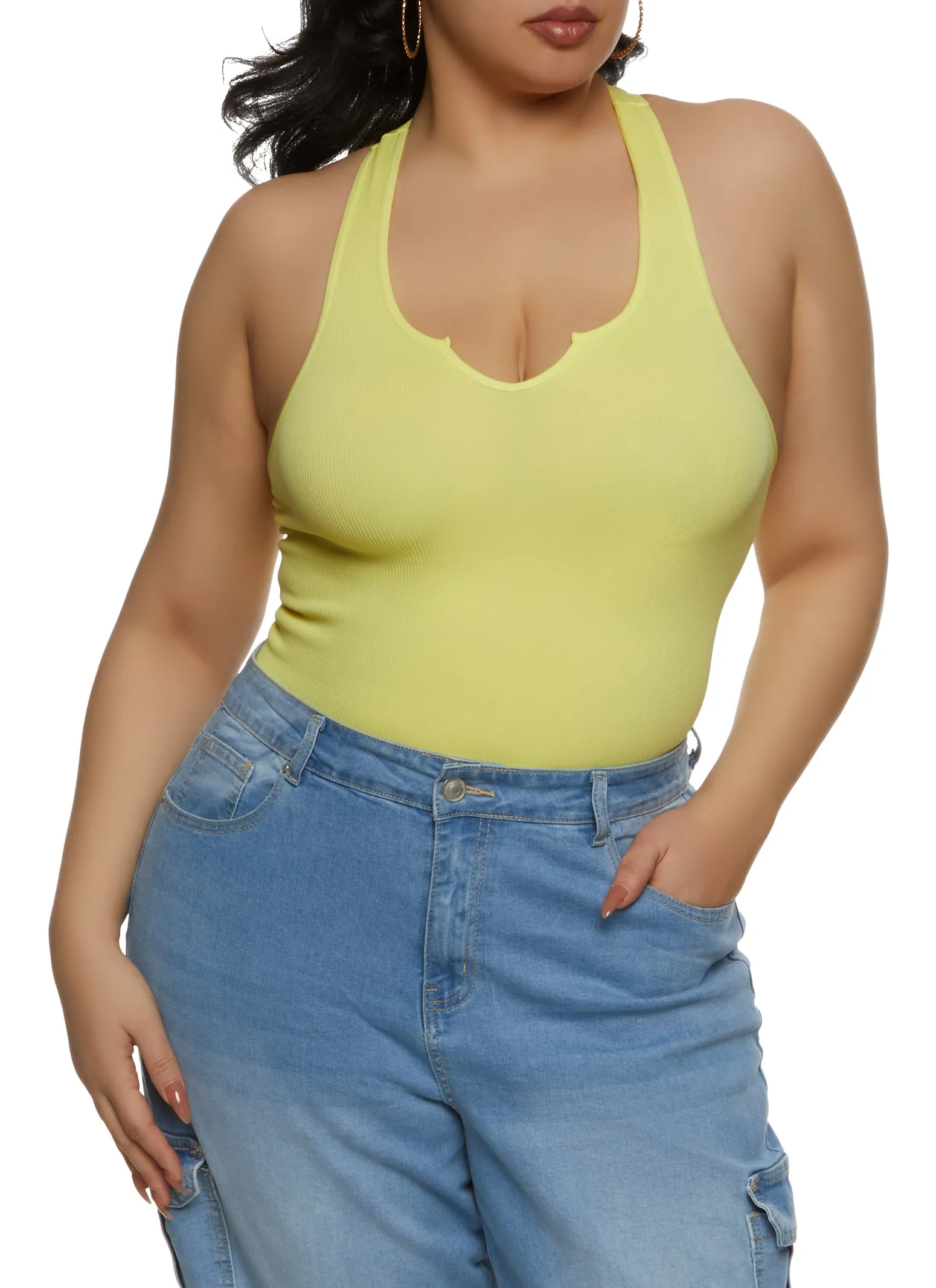 Plus Size Seamless Notch Neck Racerback Tank Bodysuit sold by Rainbow product image thumbnail 2