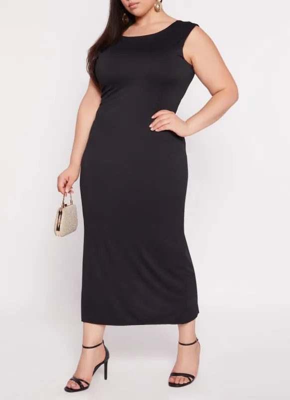 Plus Size Scoop Back Tank Maxi Dress sold by Rainbow
