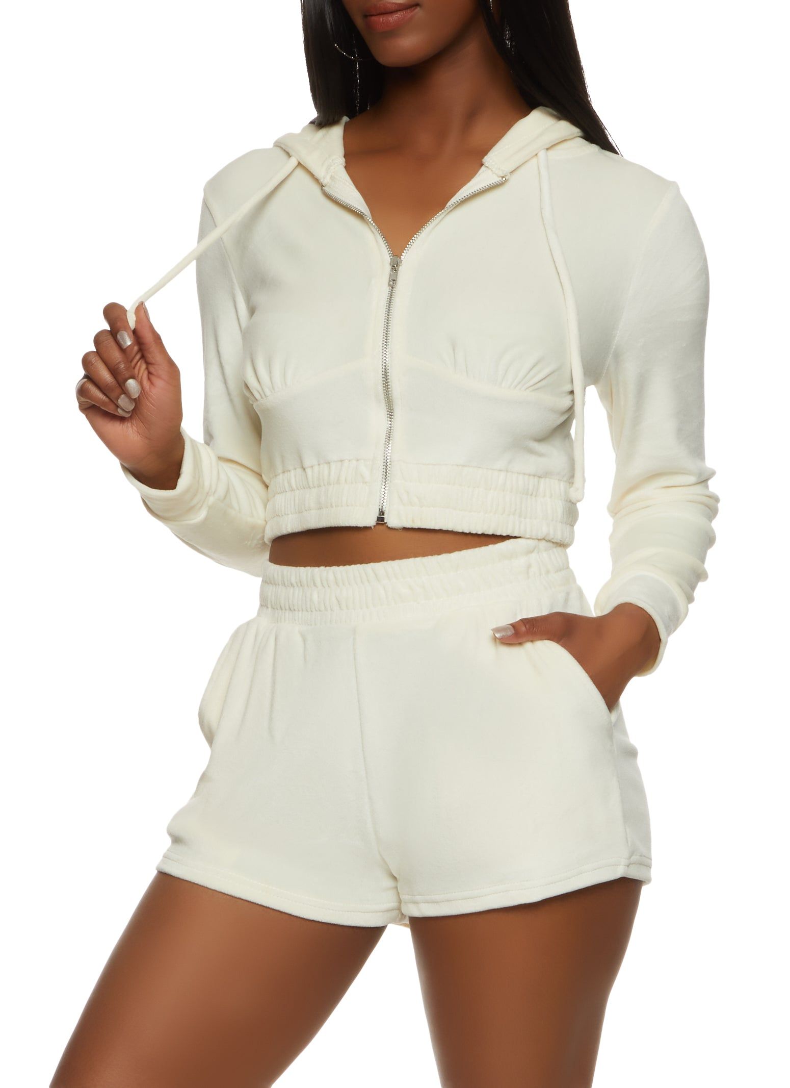 Iris Velour Full Zip Cropped Hoodie sold by Rainbow product image thumbnail 2