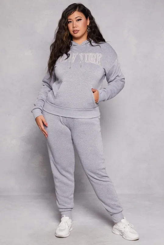 Plus Size Solid Fleece High Waist Drawstring Joggers sold by Rainbow
