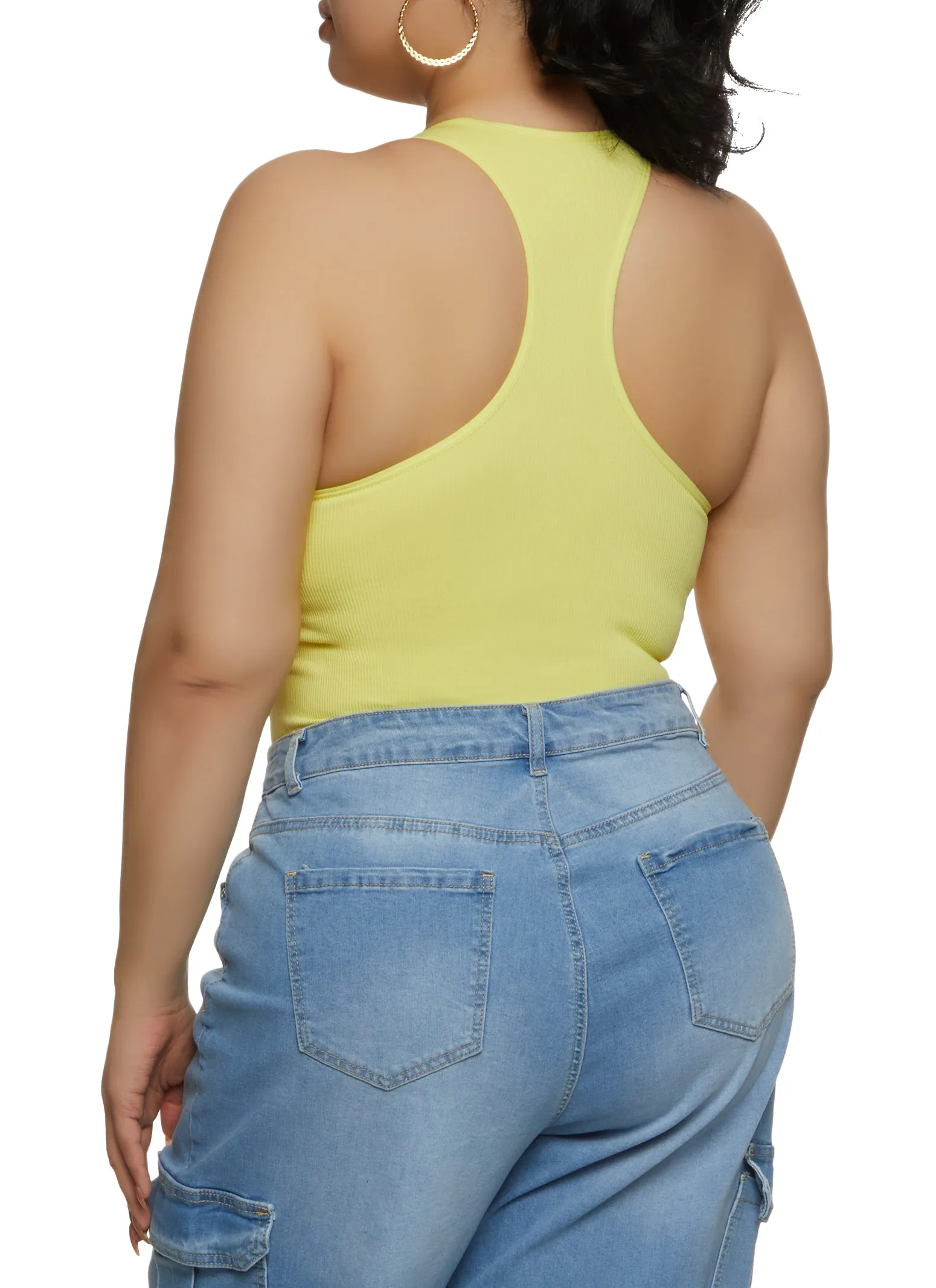 Plus Size Seamless Notch Neck Racerback Tank Bodysuit sold by Rainbow product image thumbnail 3