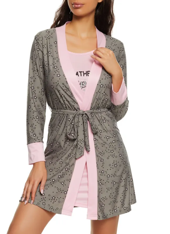 Rather Be Sleeping Graphic Cami Nightgown and Robe sold by Rainbow