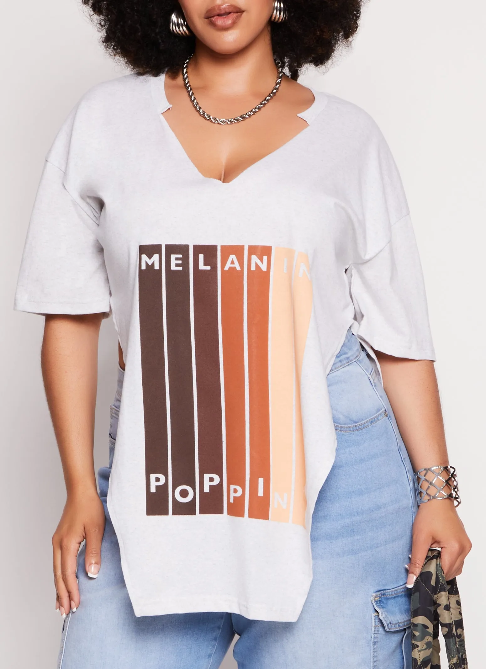 Plus Size Melanin Poppin Hanky Hem Graphic Tee sold by Rainbow