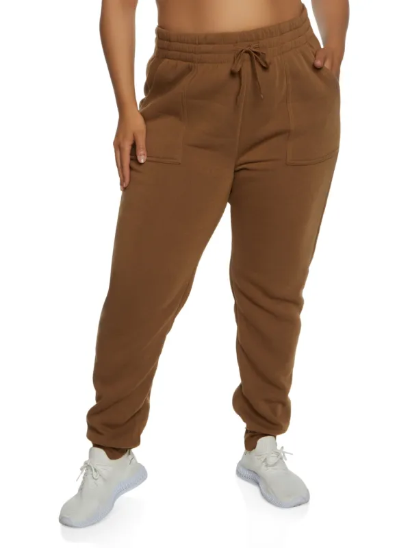 Plus Size Solid Fleece Joggers sold by Rainbow