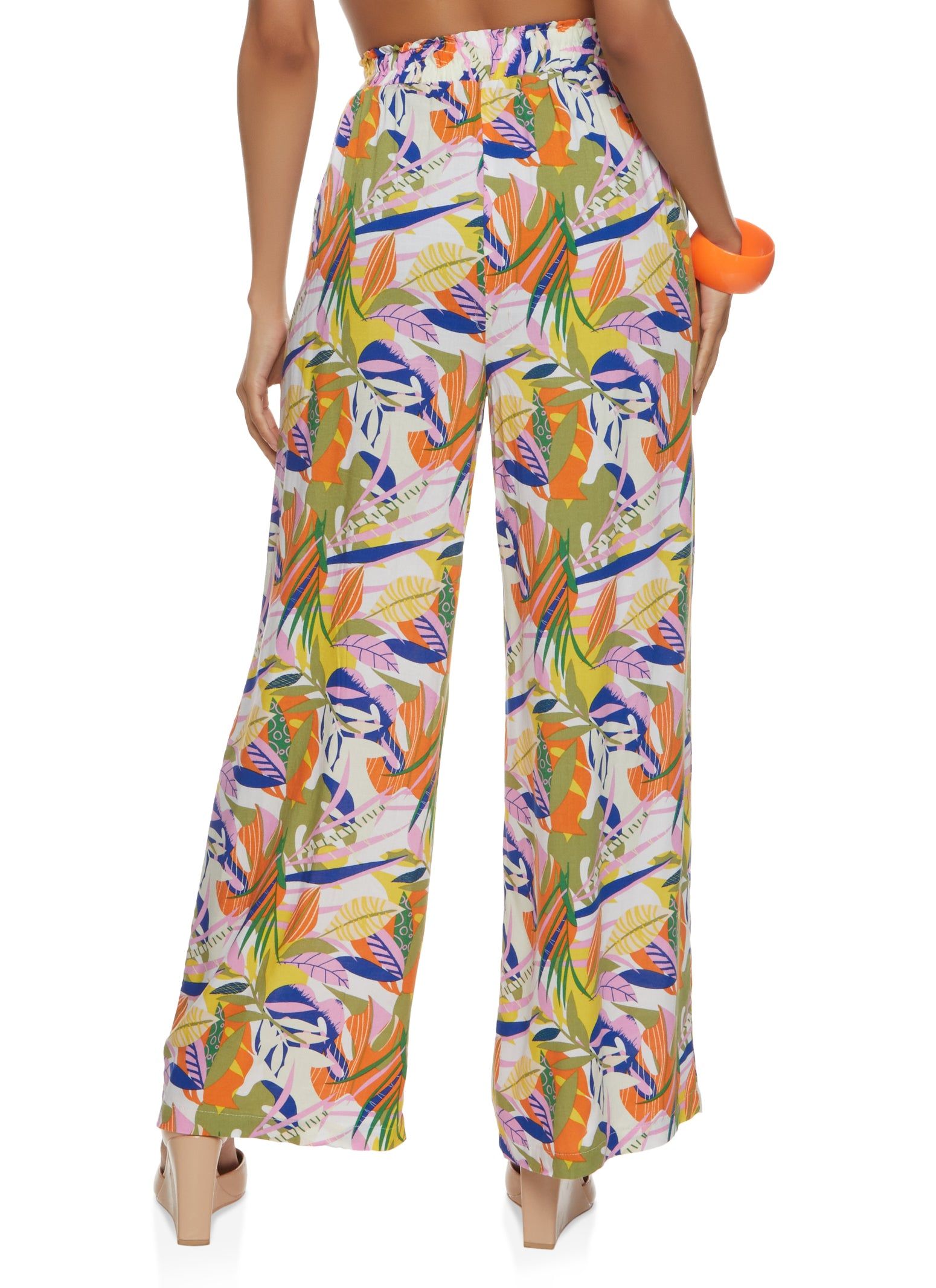 Tropical Print High Waist Wide Leg Pants sold by Rainbow product image thumbnail 2