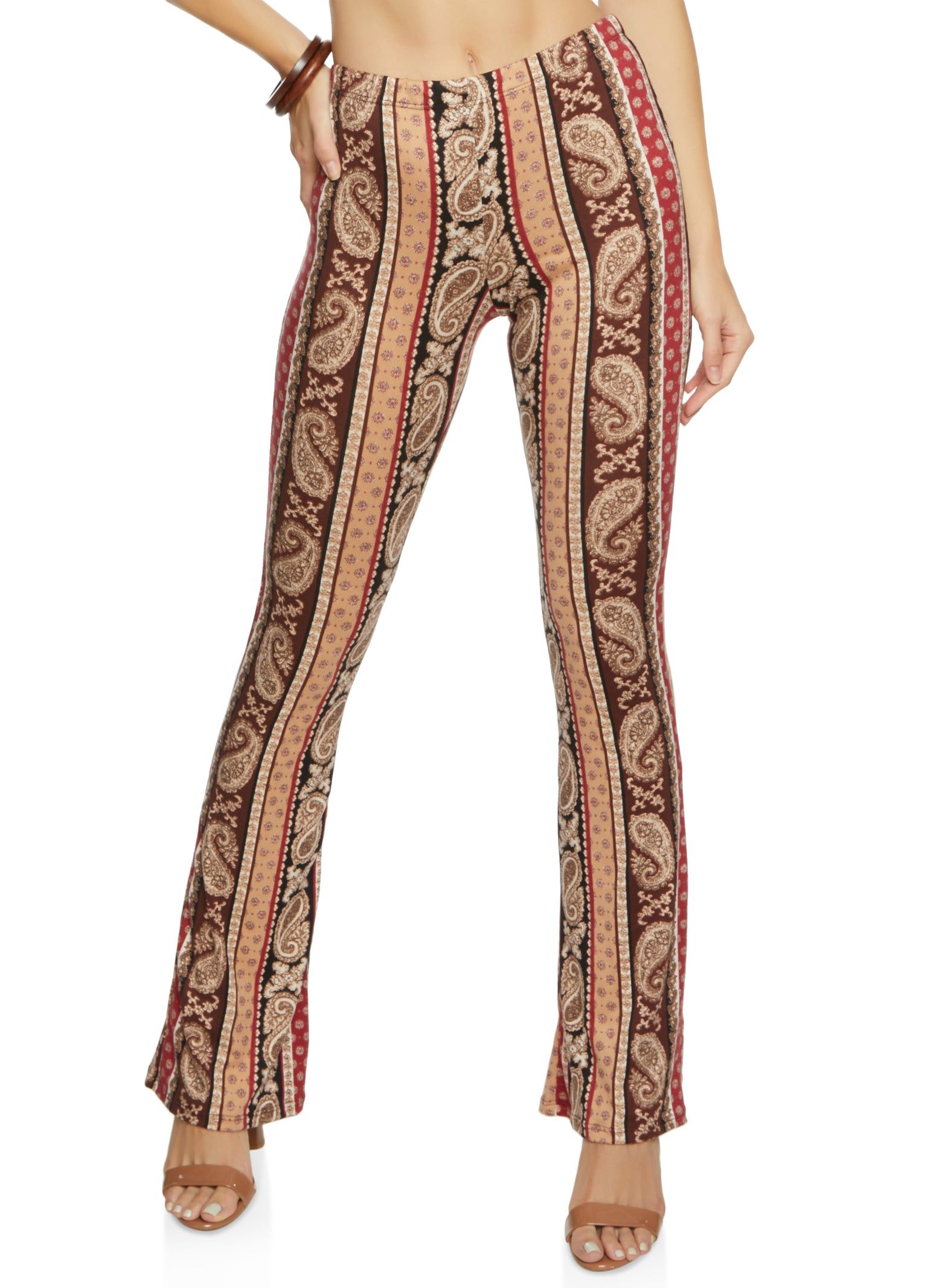 Paisley Border Print Flare Pants sold by Rainbow
