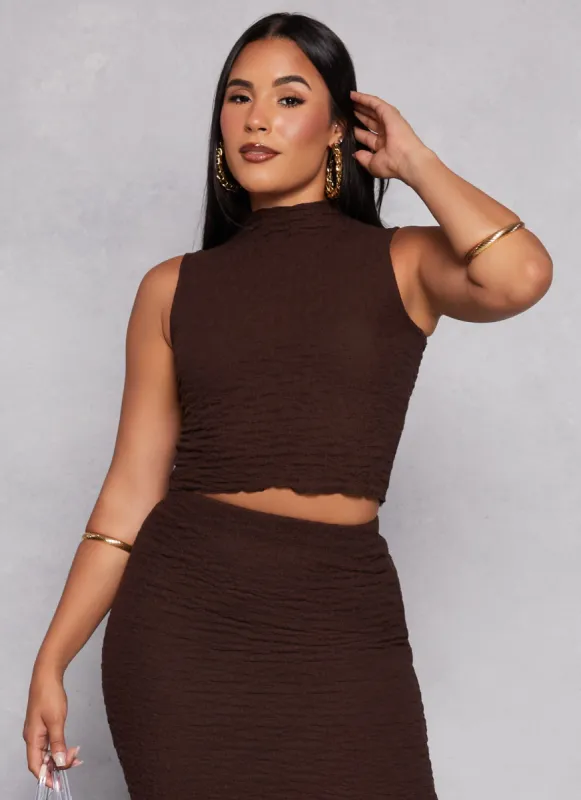 Textured Mock Neck Cropped Tank Top sold by Rainbow