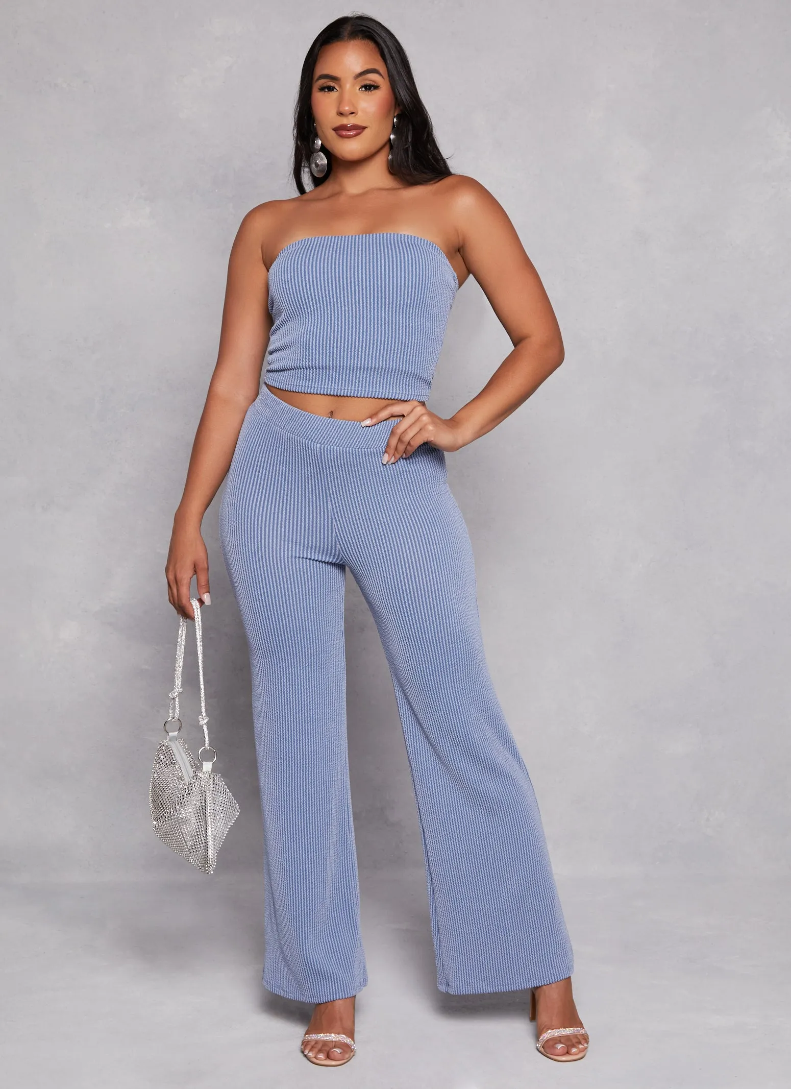 Ribbed High Waist Wide Leg Pants sold by Rainbow