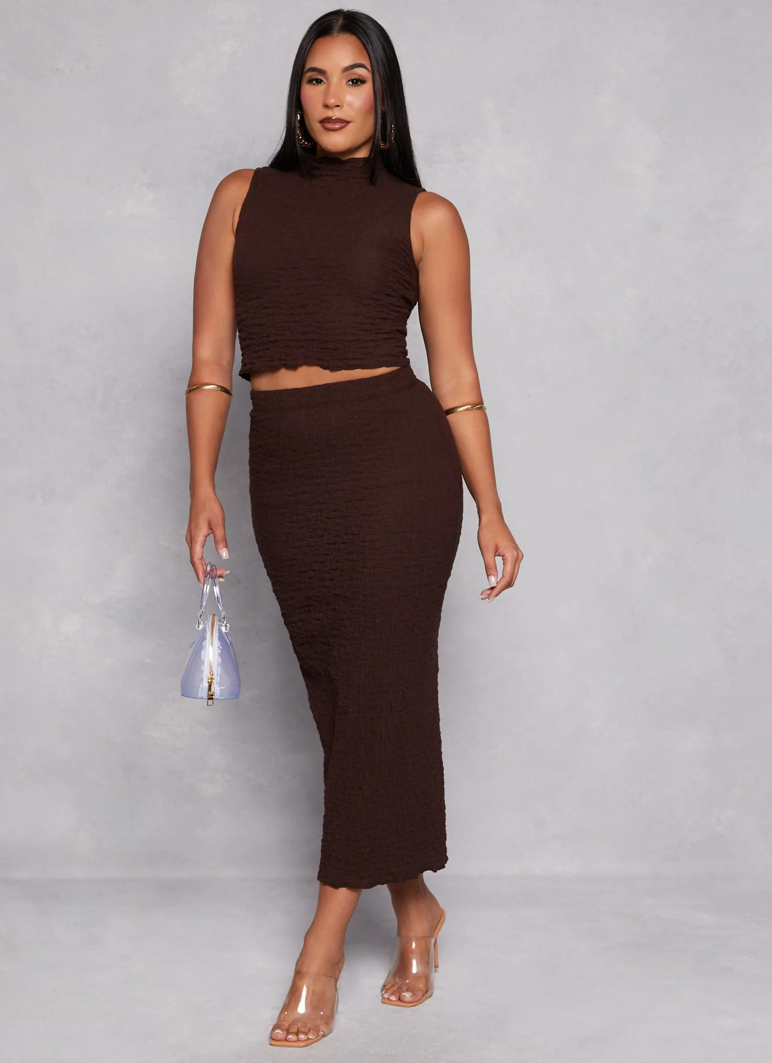 Textured Mock Neck Cropped Tank Top sold by Rainbow product image thumbnail 2