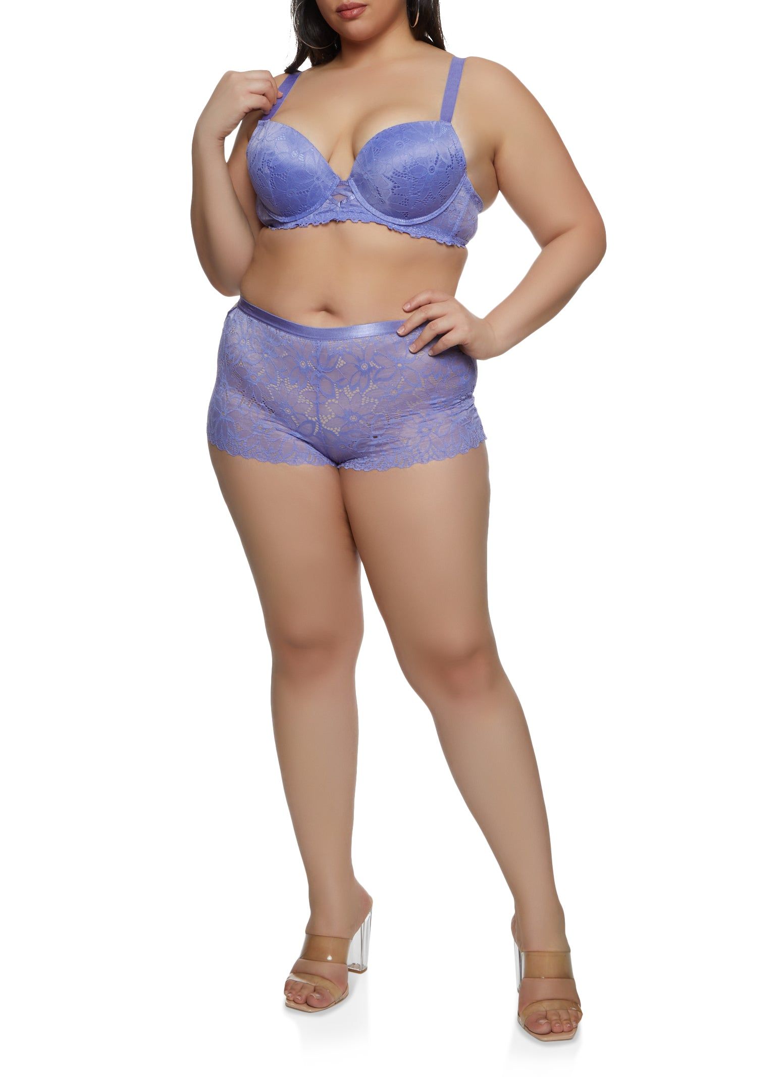 Plus Size Caged Floral Lace Plunge Bra sold by Rainbow product image thumbnail 2