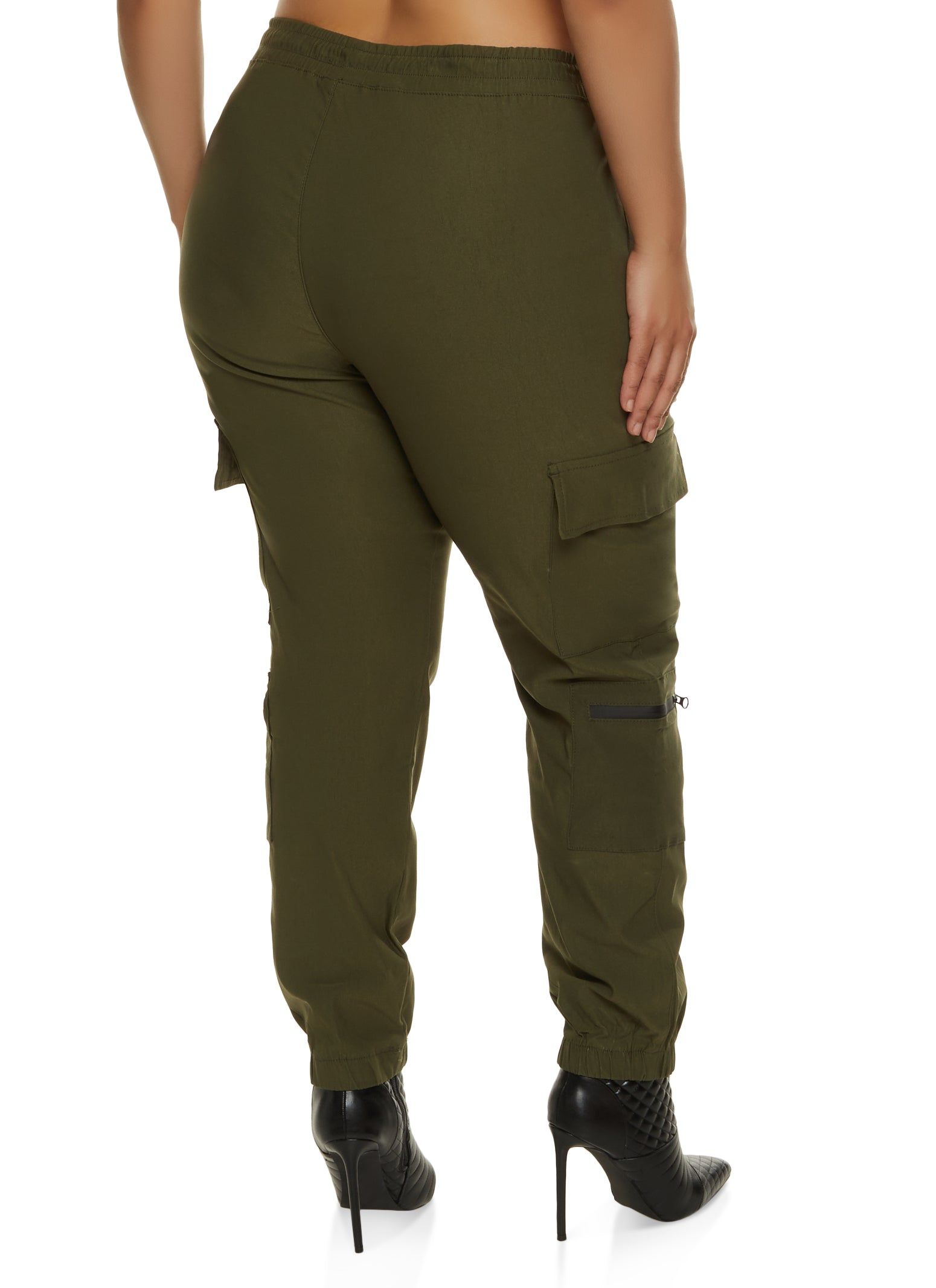 Plus Size Zip Pocket Drawstring Cargo Joggers sold by Rainbow product image thumbnail 3