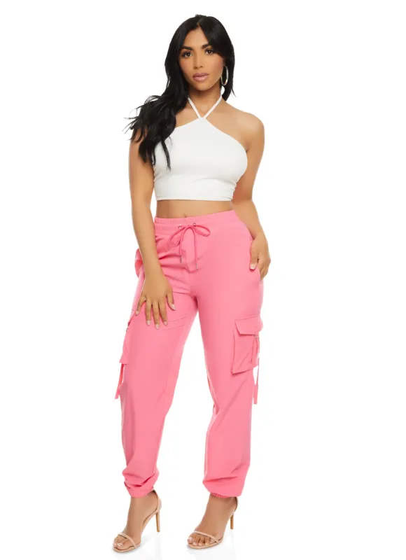 Drawstring Strappy Cargo Pocket Pants sold by Rainbow