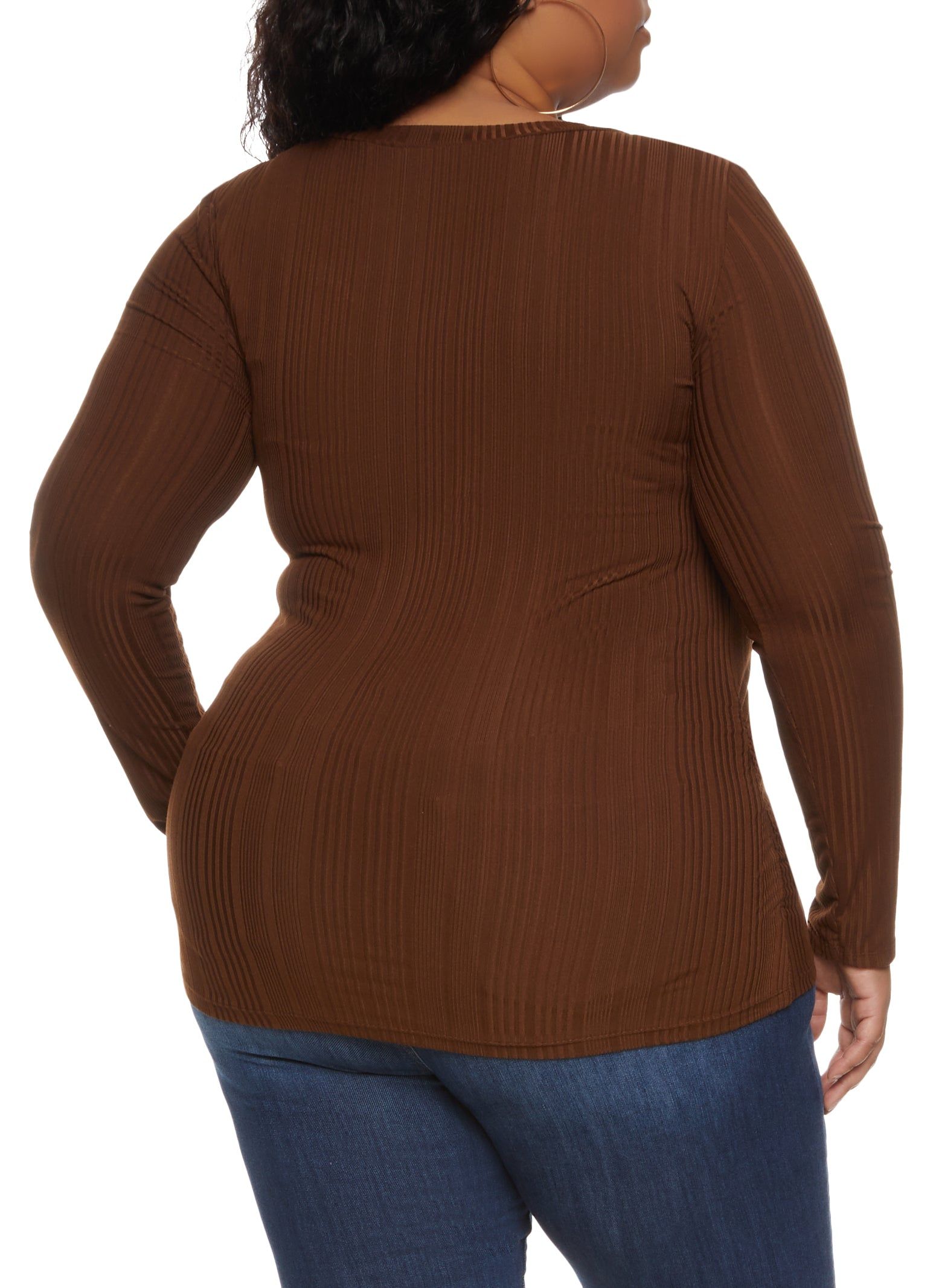 Plus Size Ribbed Knit Long Sleeve Ruched Top sold by Rainbow product image thumbnail 2
