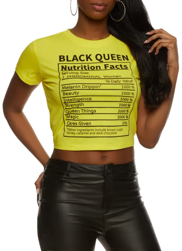 Black Queen Nutritional Facts Rhinestone Tee sold by Rainbow