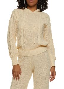 Cable Knit Pullover Hoodie sold by Rainbow