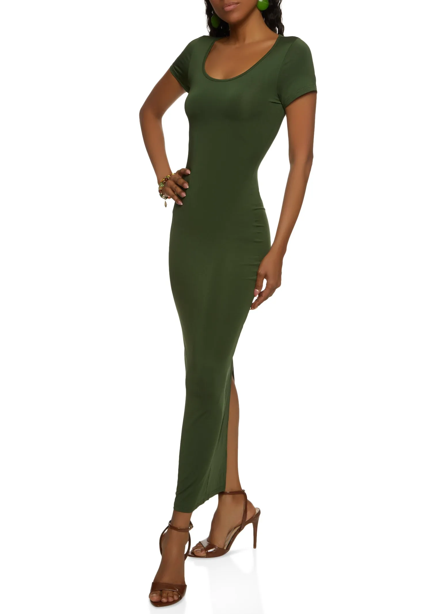 Solid Scoop Neck Maxi Dress sold by Rainbow product image thumbnail 2