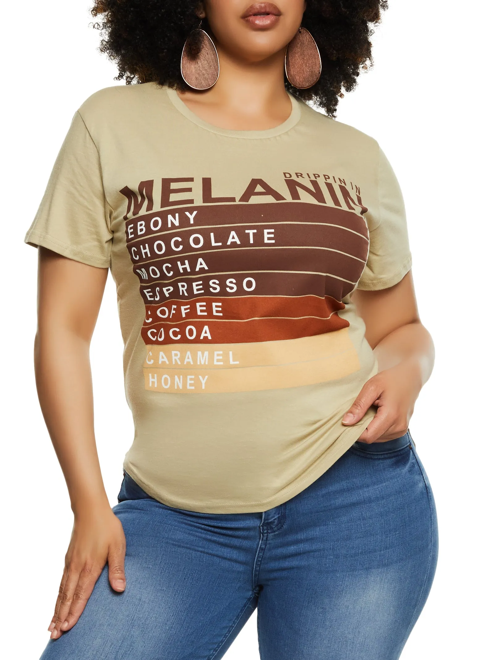 Plus Size Melanin High Low Hem Graphic Tee sold by Rainbow